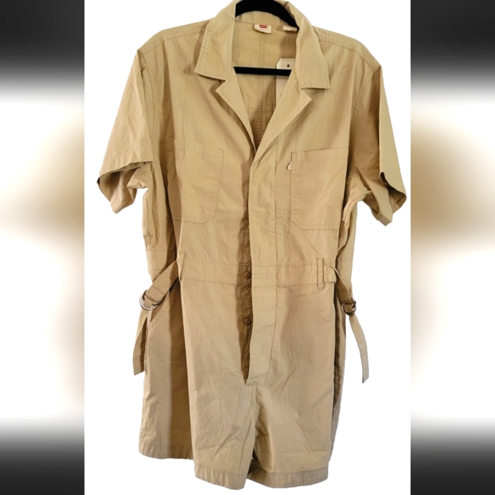 Levi's Khaki Short Sleeve Utility Jumpsuit Romper